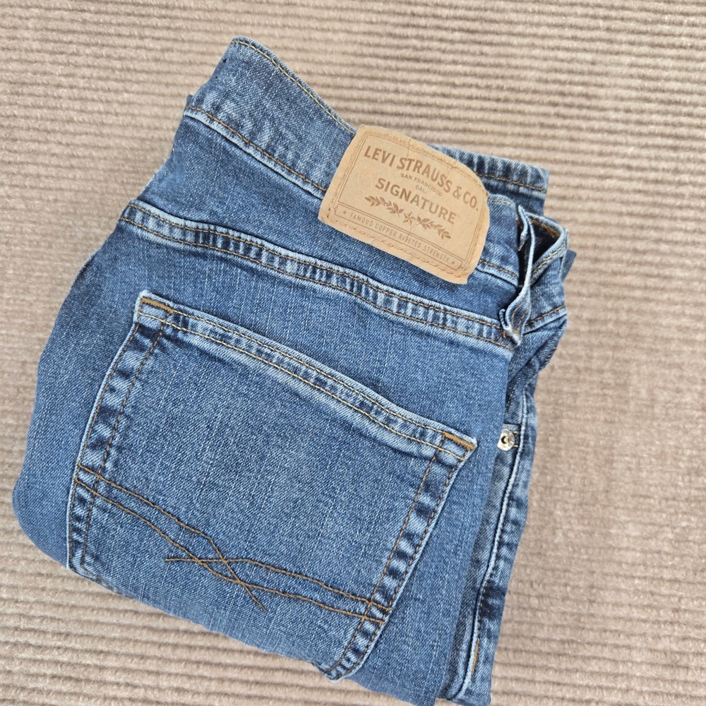 Levi Strauss Signature Mens 30x30 Blue Straight Leg Stretch Denim Jeans